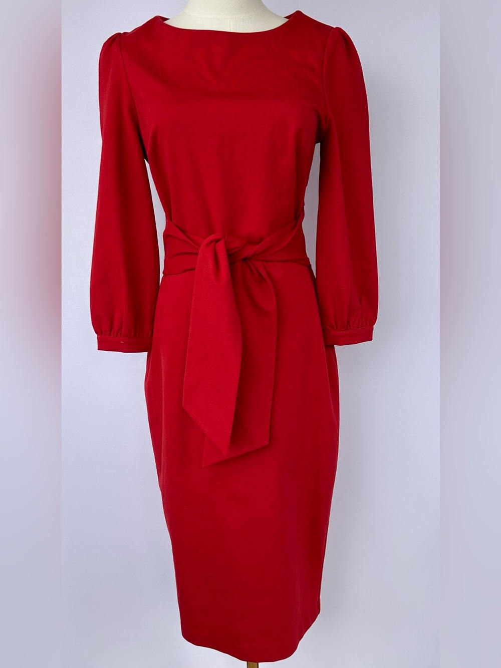 Boden Women’s Josephine Ponte Boat Neck Dress Belted Vibrant Red Size 6R